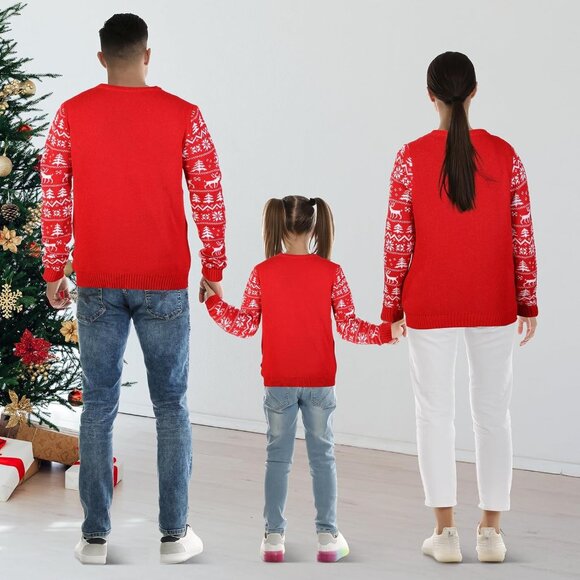 Light-Up Family Ugly Christmas Sweater with Snowman and Hat Holiday Pullover - Picture 6 of 6